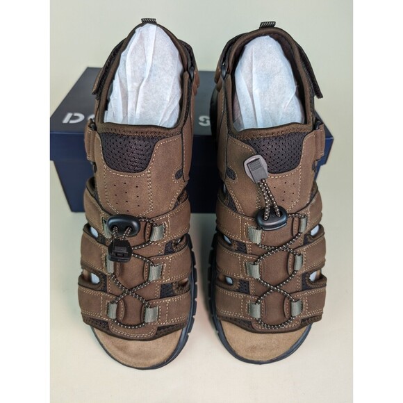 Dockers Sandals Mens 11 M Stephen Fisherman Dark Tan Slingback Casual Shoes NEW main image 5